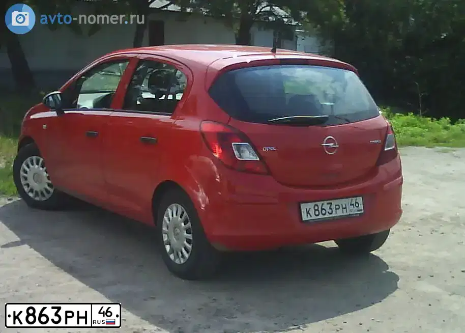 Фото автомобиля OPEL CORSA, 2008 — госномер К863РН46. Цвет: КРАСНЫЙ
