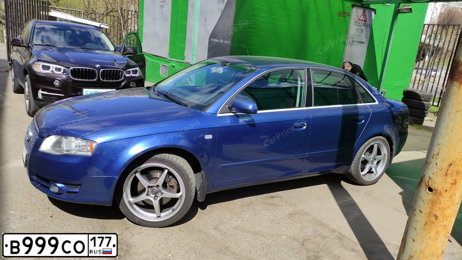 Фото автомобиля AUDI A4, 2006 — госномер В999СО177. Цвет: синий