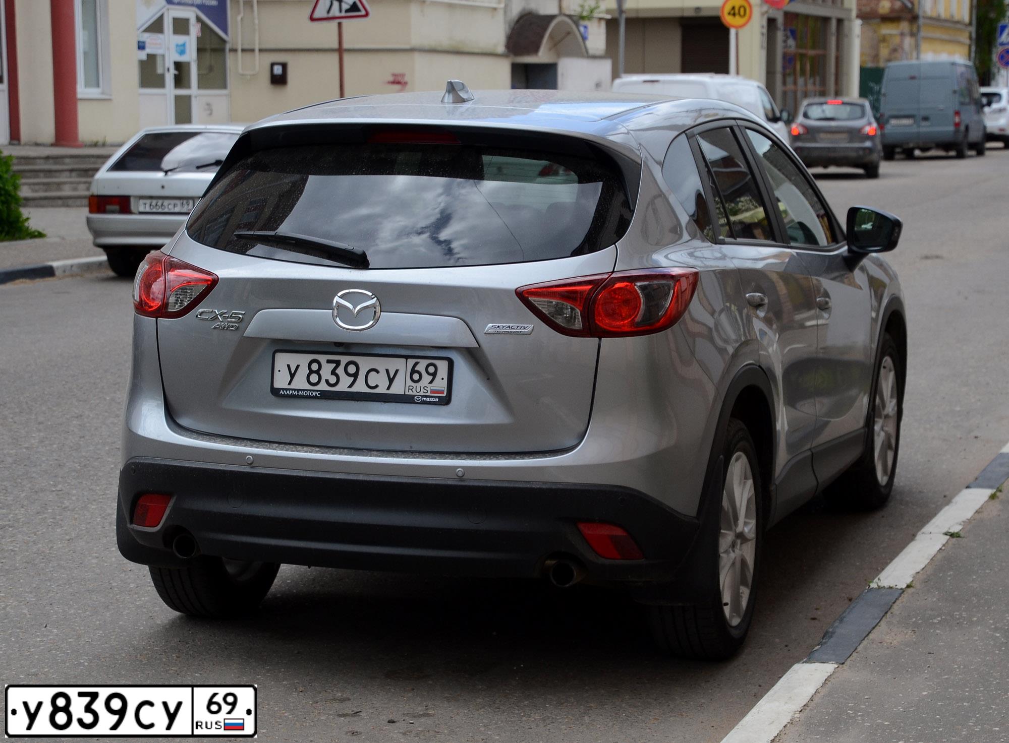 Фото автомобиля MAZDA CX-5, 2012 — госномер У839СУ69. Цвет: СЕРЕБРИСТЫЙ