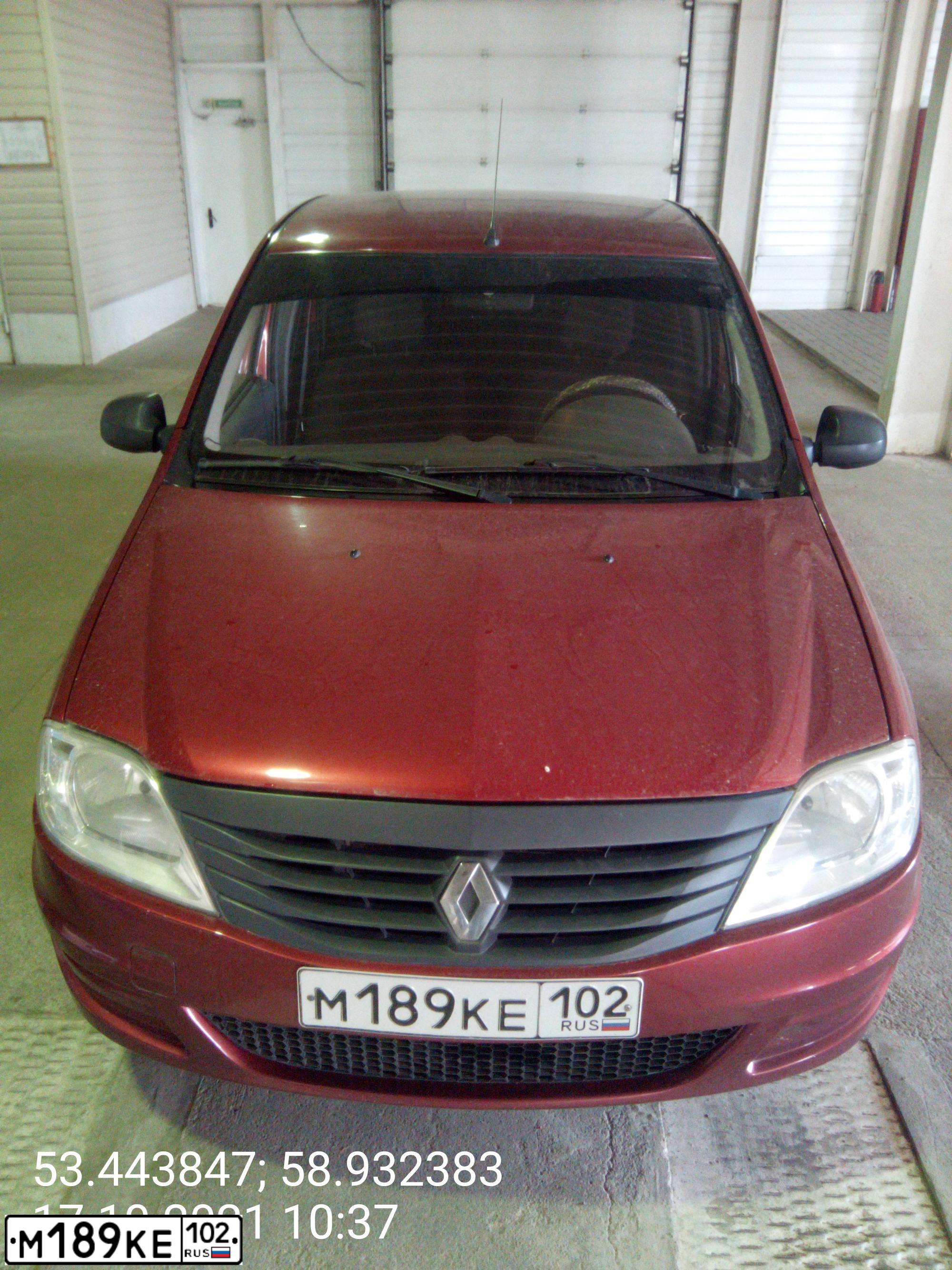 Фото автомобиля RENAULT LOGAN, 2010 — госномер М189КЕ102. Цвет: Красный