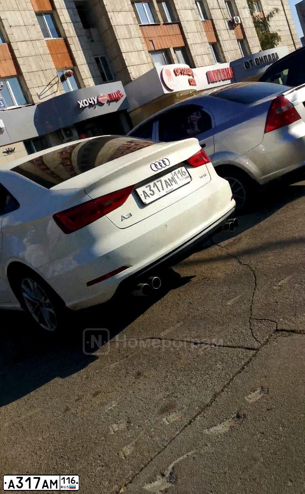 Фото автомобиля AUDI A3, 2013 — госномер А317АМ116. Цвет: Белый