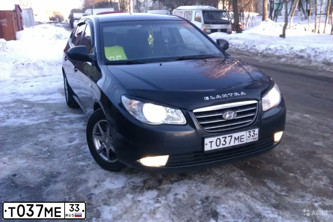 Фото автомобиля HYUNDAI ELANTRA, 2008 — госномер Т037МЕ33. Цвет: ЧЕРНЫЙ