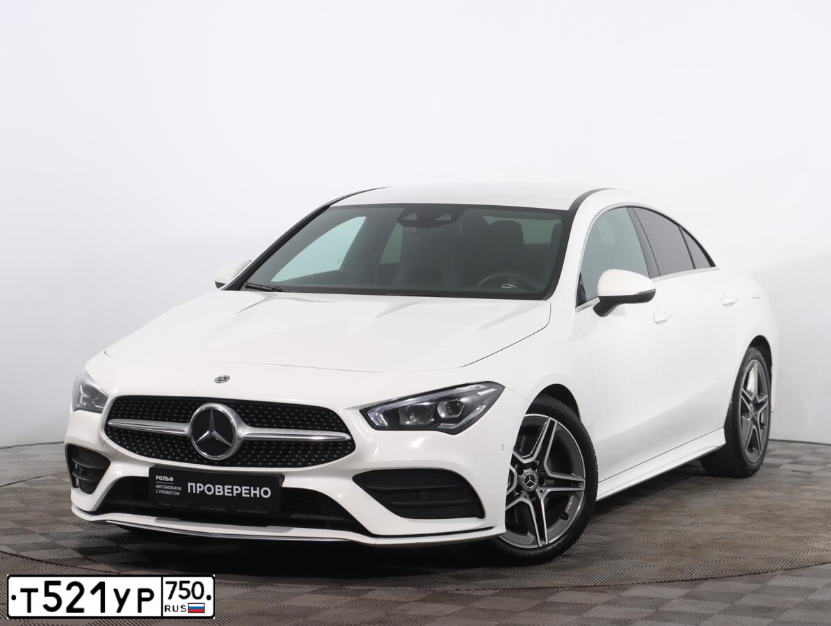 Фото автомобиля MERCEDES CLA-KLASSE, 2019 — госномер Р020СУ198. Цвет: Белый