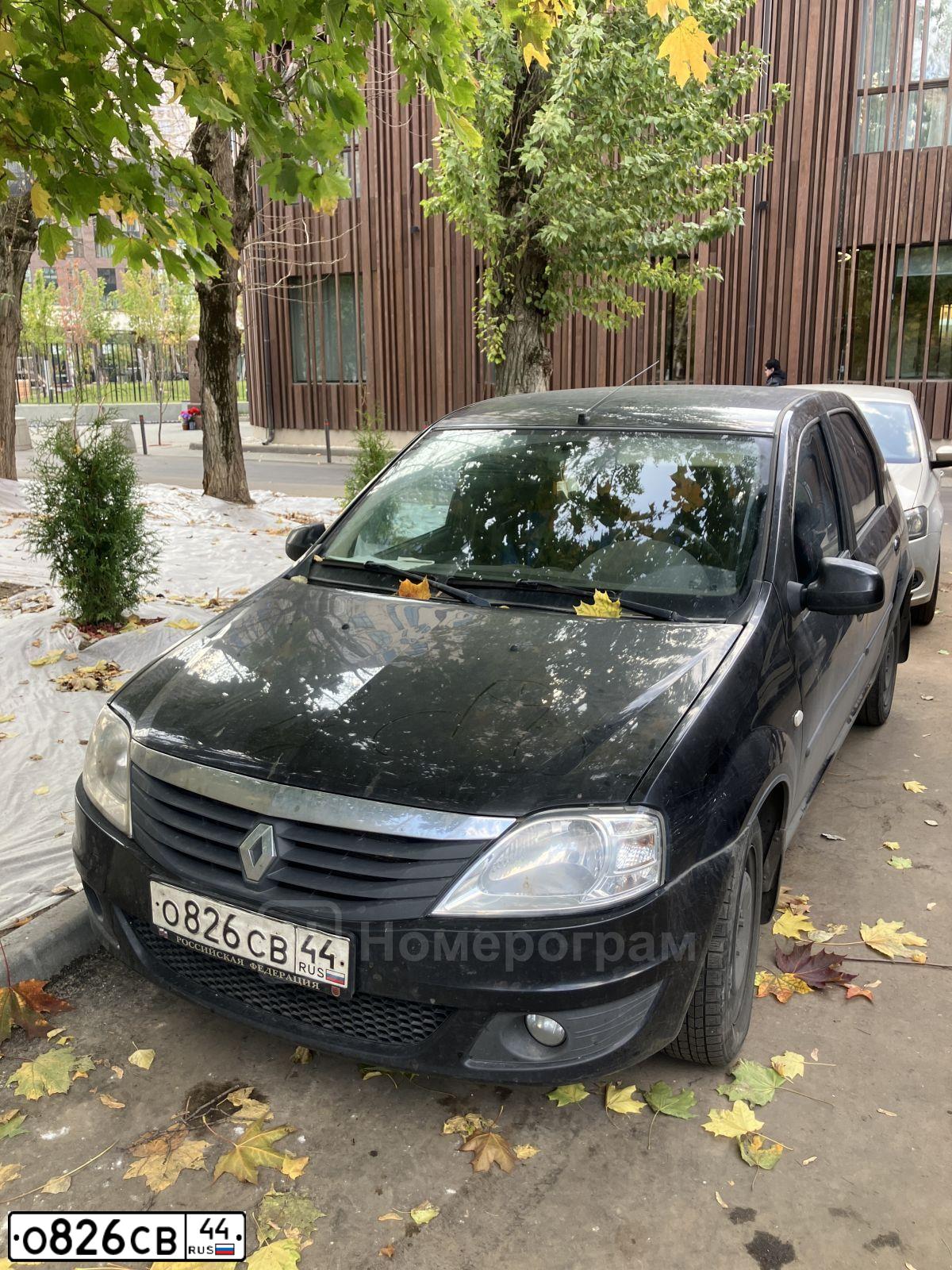 Фото автомобиля RENAULT LOGAN, 2011 — госномер О856АР50. Цвет: ЧЕРНЫЙ
