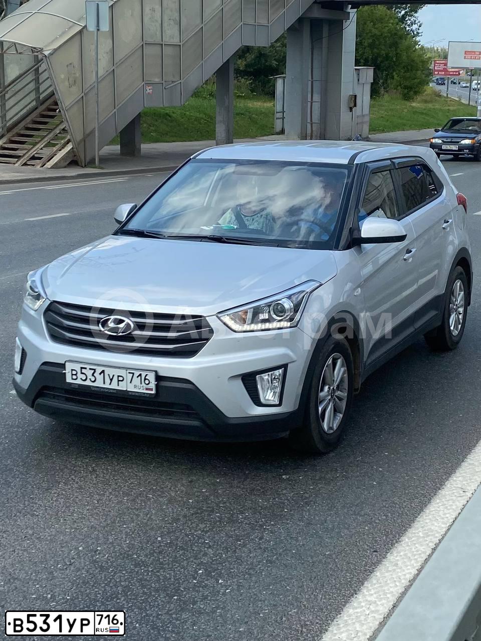 Фото автомобиля HYUNDAI CRETA, 2019 — госномер В531УР716. Цвет: Серебристый