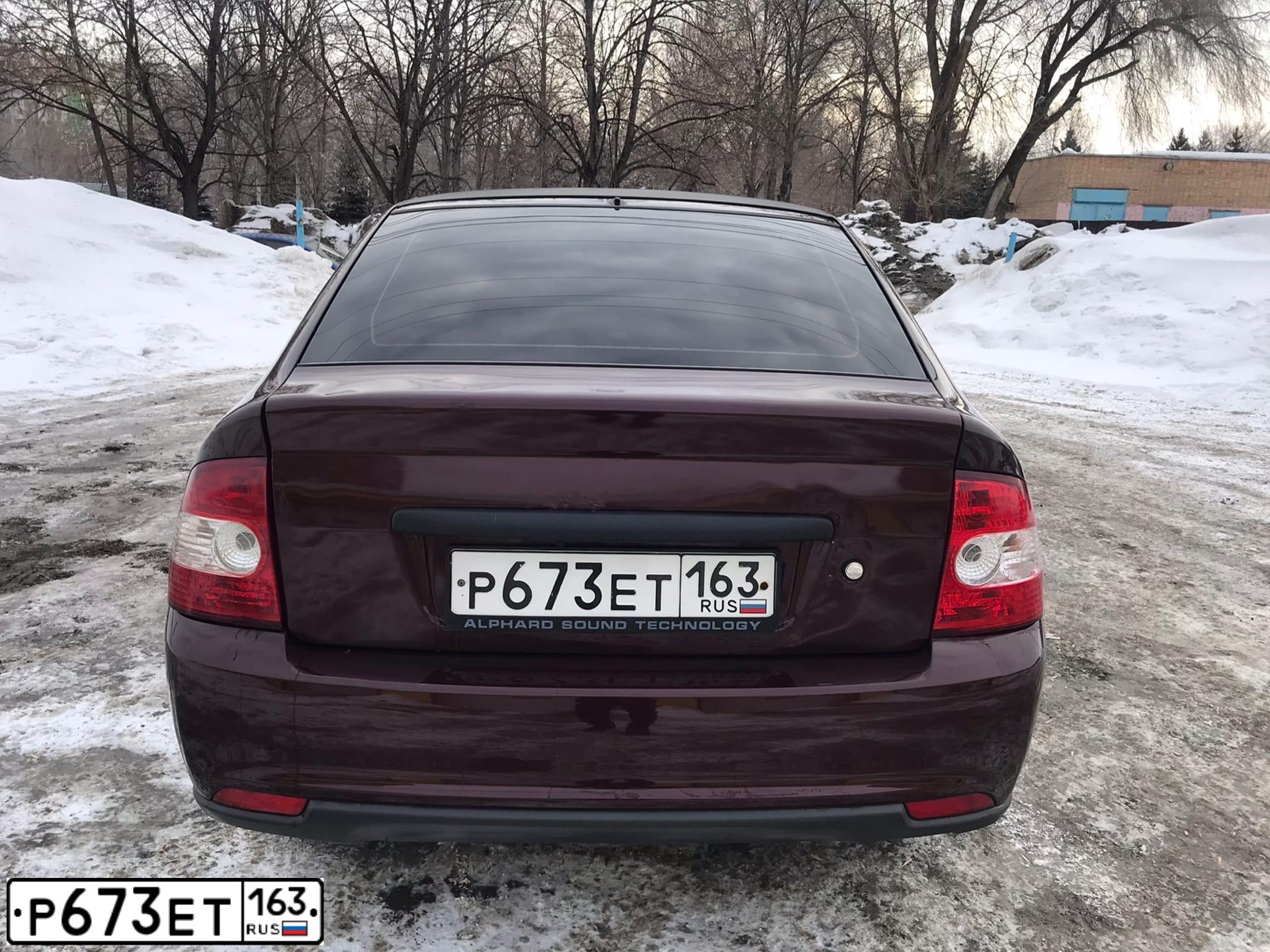 Фото автомобиля LADA 2172 PRIORA, 2012 — госномер Р673ЕТ163. Цвет: ТЕМНО-ВИШНЕВЫЙ