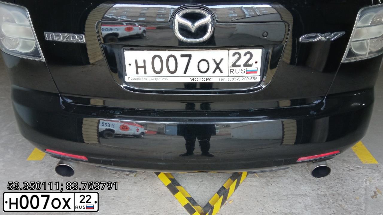 Фото автомобиля MAZDA CX-7, 2007 — госномер Н007ОХ22. Цвет: ЧЕРНЫЙ