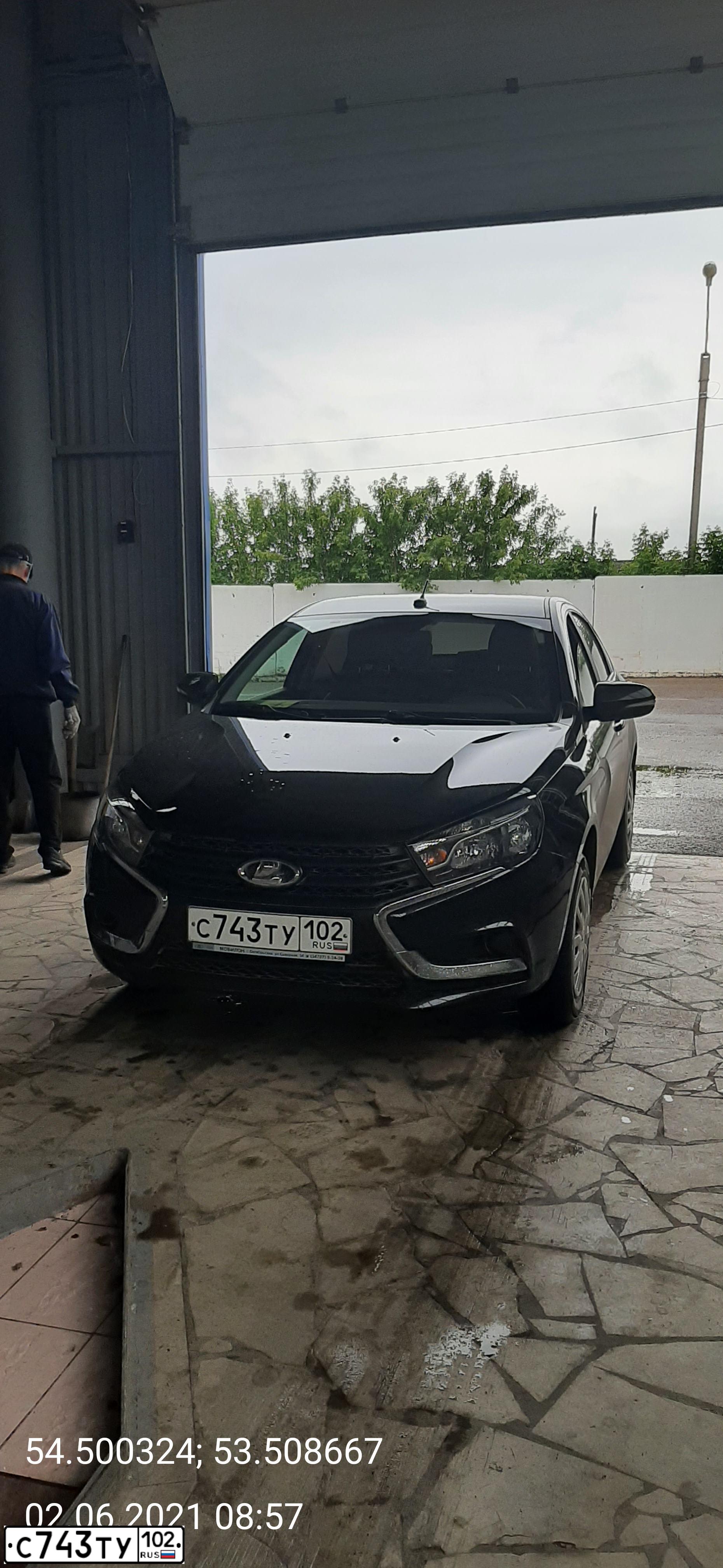 Фото автомобиля LADA VESTA, 2016 — госномер С743ТУ102. Цвет: ЧЕРНЫЙ