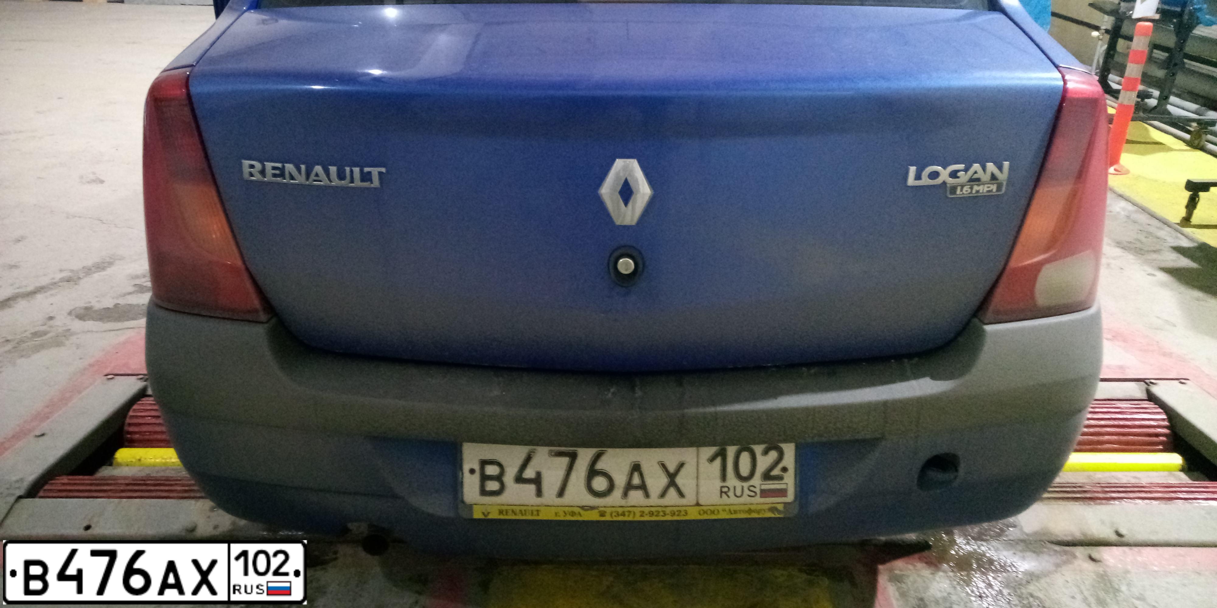 Фото автомобиля RENAULT LOGAN, 2007 — госномер В476АХ102. Цвет: СИНИЙ МЕТАЛЛИК
