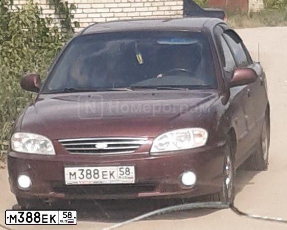 Фото автомобиля KIA SPECTRA, 2008 — госномер М388ЕК58. Цвет: КРАСНЫЙ ПЕРЕЦ