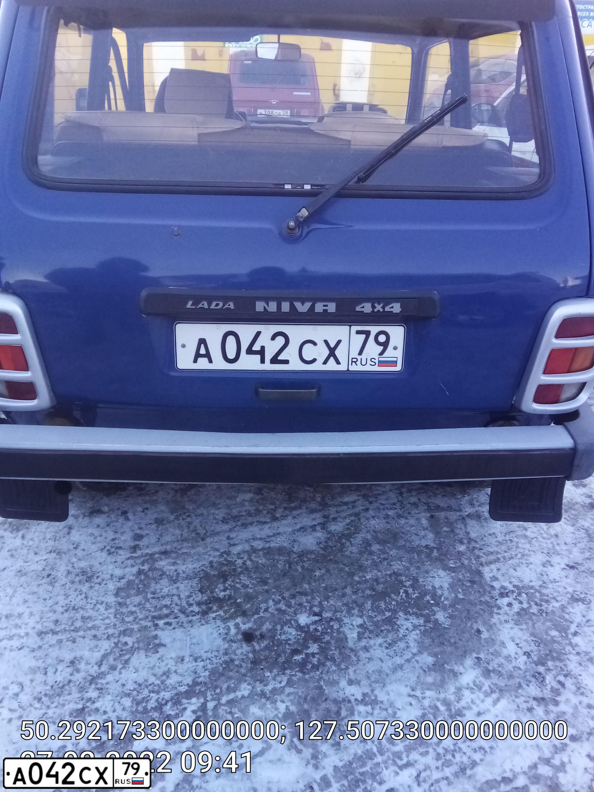 Фото автомобиля LADA 2121 NIVA, 2002 — госномер К966РУ28. Цвет: синий