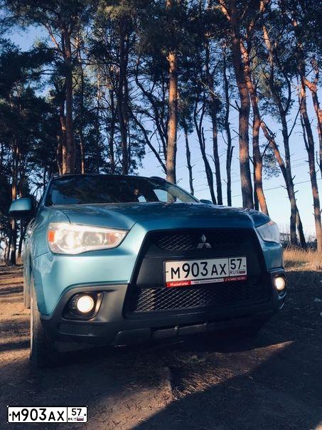 Фото автомобиля MITSUBISHI ASX, 2010 — госномер О358АВ181. Цвет: голубой