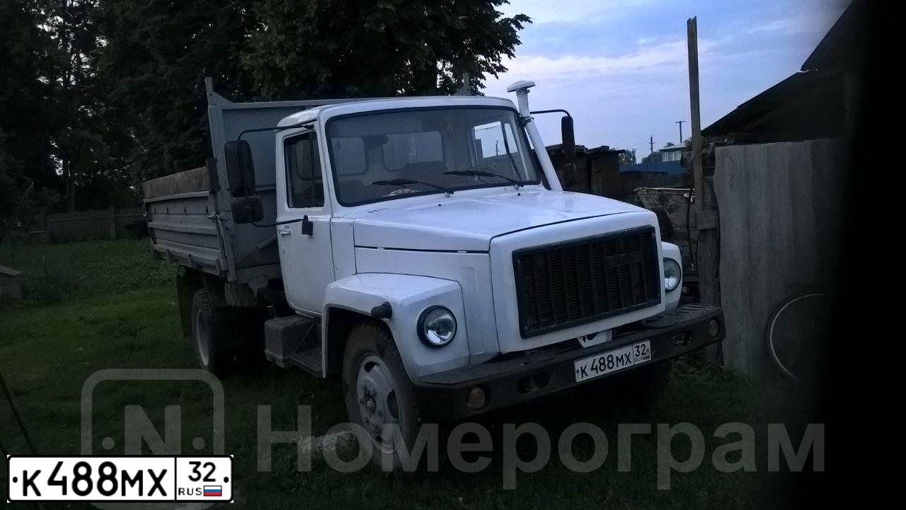 Фото автомобиля GAZ 3309, 2005 — госномер К488МХ32. Цвет: Белый