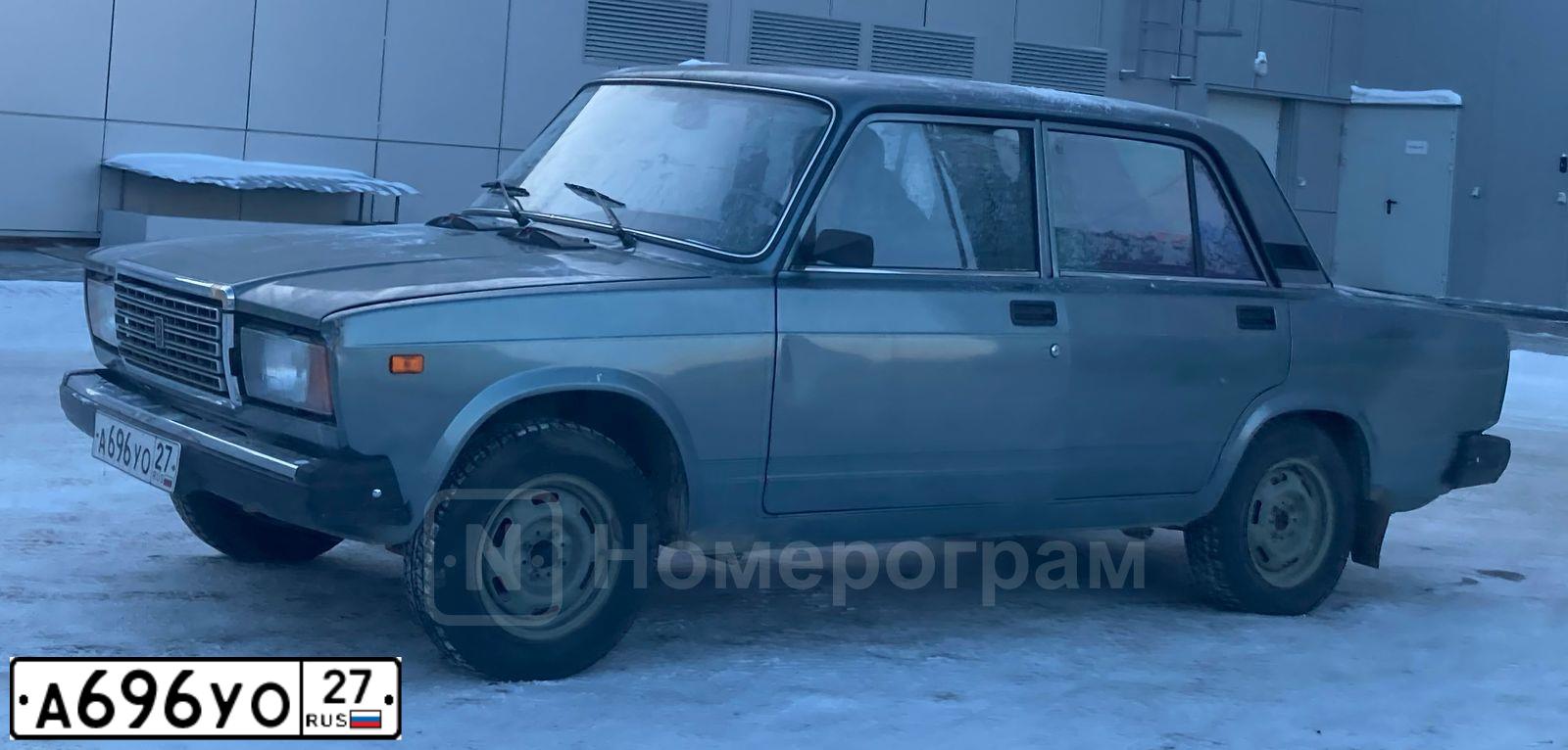 Фото автомобиля LADA 2107, 2011 — госномер А696УО27. Цвет: СЕРО-ЗЕЛЕН.МЕТАЛИК