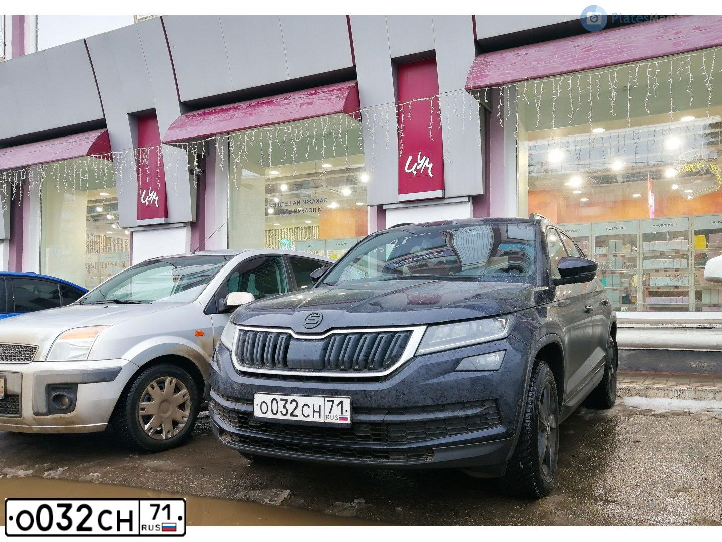 Фото автомобиля SKODA KODIAQ, 2021 — госномер О032СН71. Цвет: ЧЕРНЫЙ