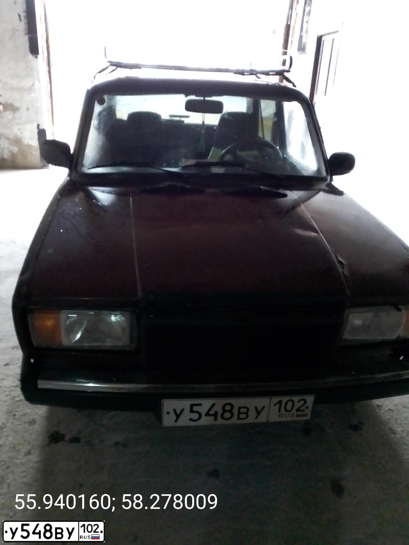 Фото автомобиля LADA 2107, 2007 — госномер Р103ОО102. Цвет: ТЕМНО-ВИШНЕВЫЙ