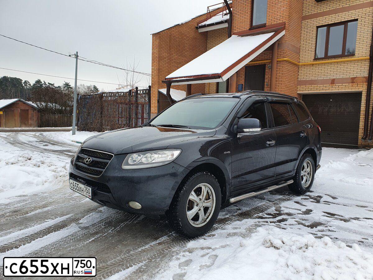 Фото автомобиля HYUNDAI SANTA FE, 2008 — госномер О286МО32. Цвет: ЧЕРНЫЙ