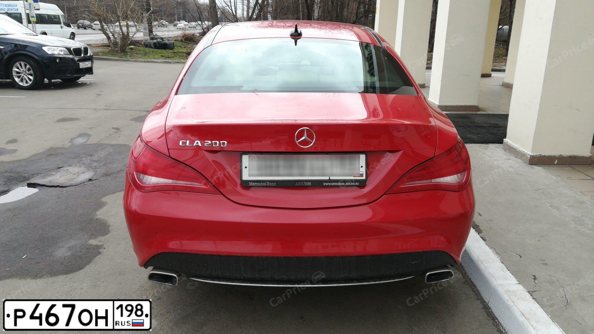 Фото автомобиля MERCEDES CLA-KLASSE, 2015 — госномер Р467ОН198. Цвет: Красный