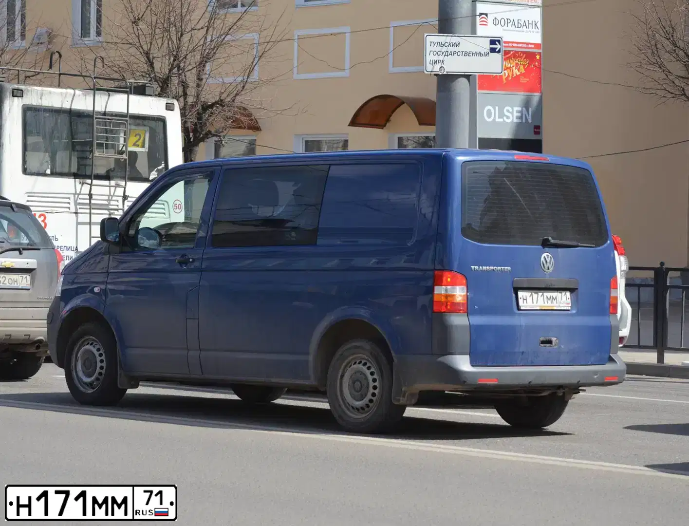 Фото автомобиля VOLKSWAGEN TRANSPORTER, 2008 — госномер Н171ММ71. Цвет: ТЕМНО-СИНИЙ