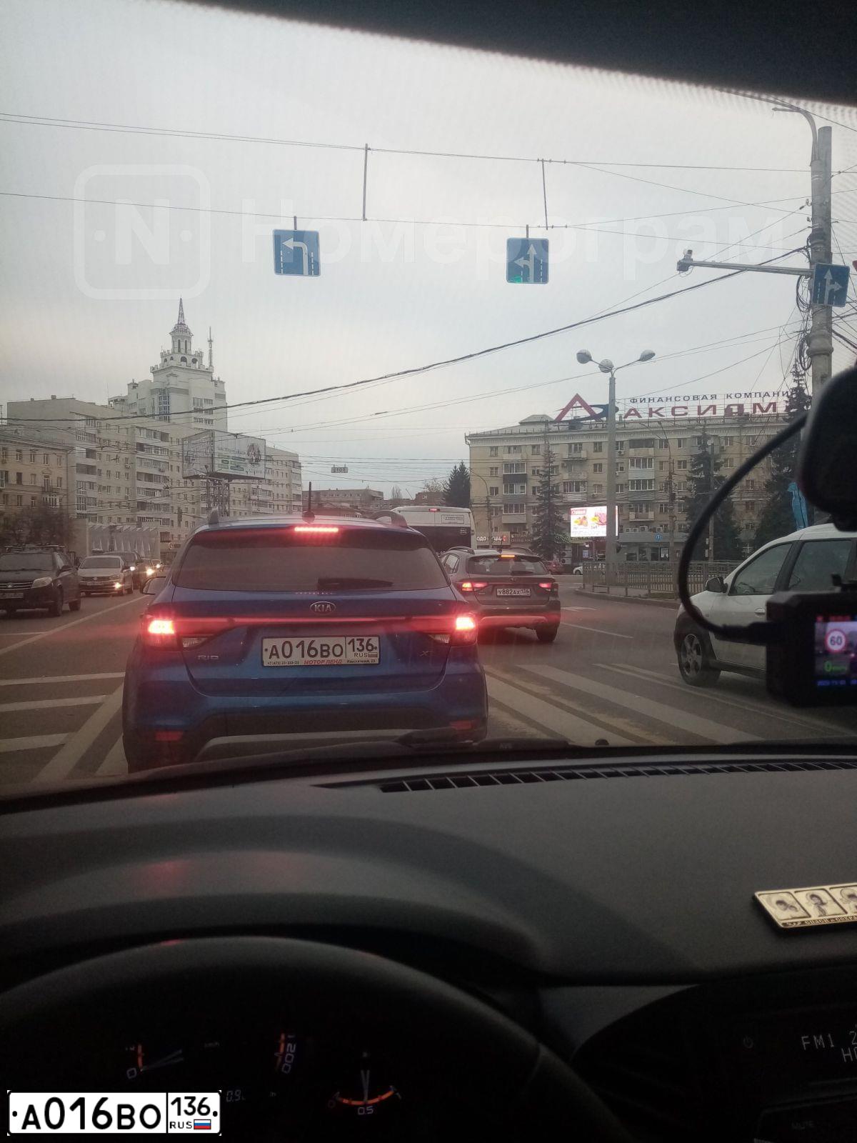 Фото автомобиля KIA RIO, 2019 — госномер А016ВО136. Цвет: СИНИЙ