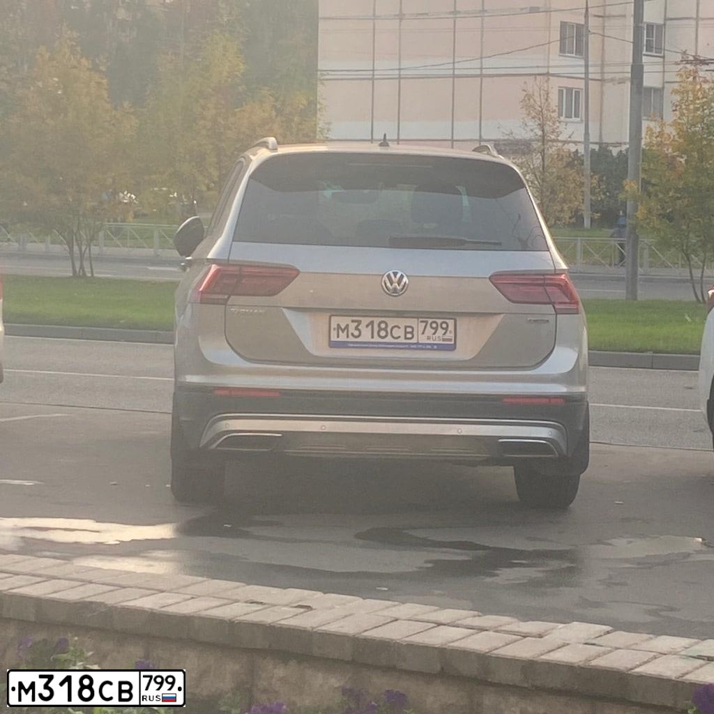 Фото автомобиля VOLKSWAGEN TIGUAN, 2019 — госномер М318СВ799. Цвет: СЕРЫЙ