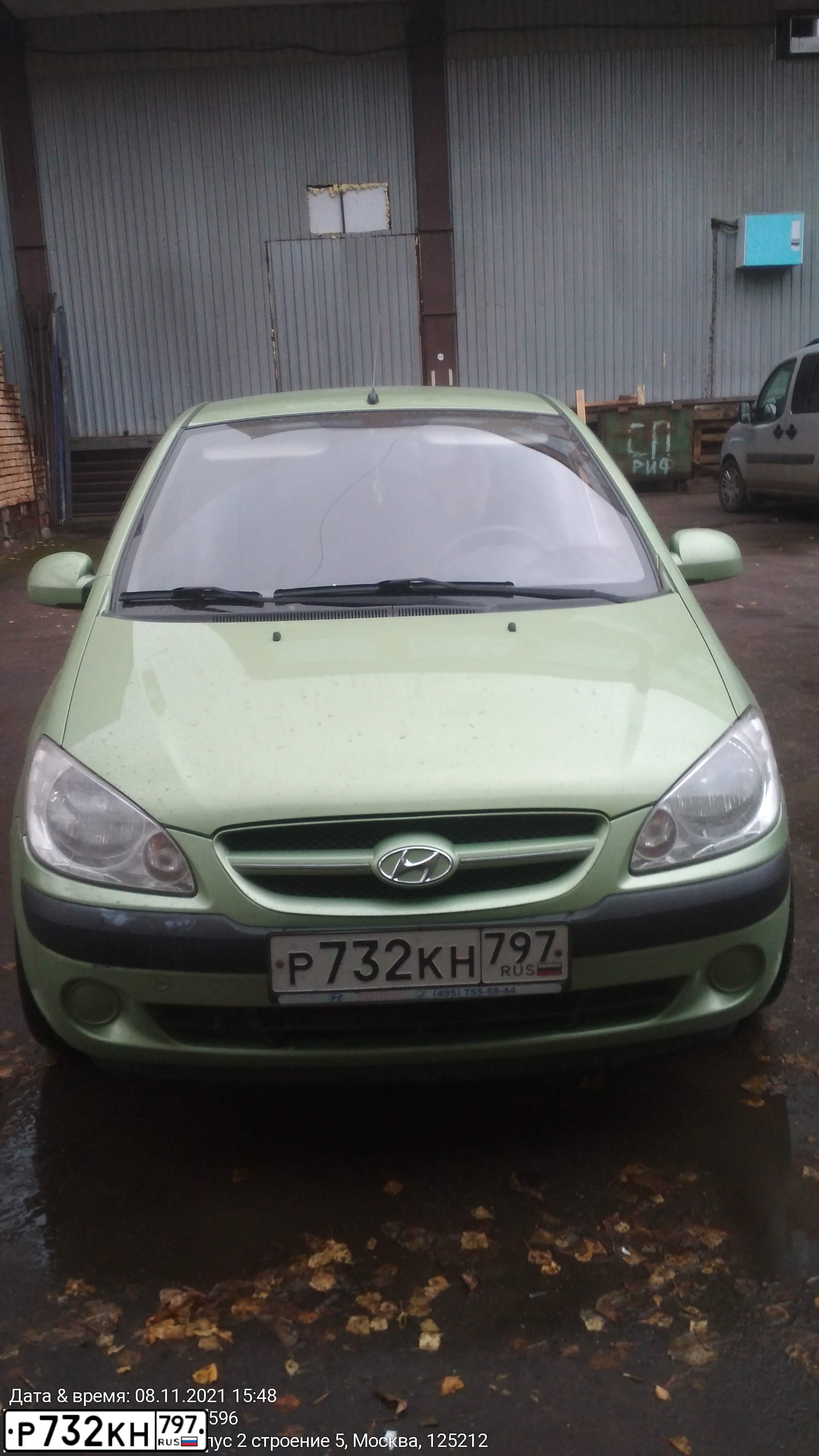 Фото автомобиля HYUNDAI GETZ, 2008 — госномер Т619ЕВ550. Цвет: ЗЕЛЕНЫЙ СВЕТЛЫЙ