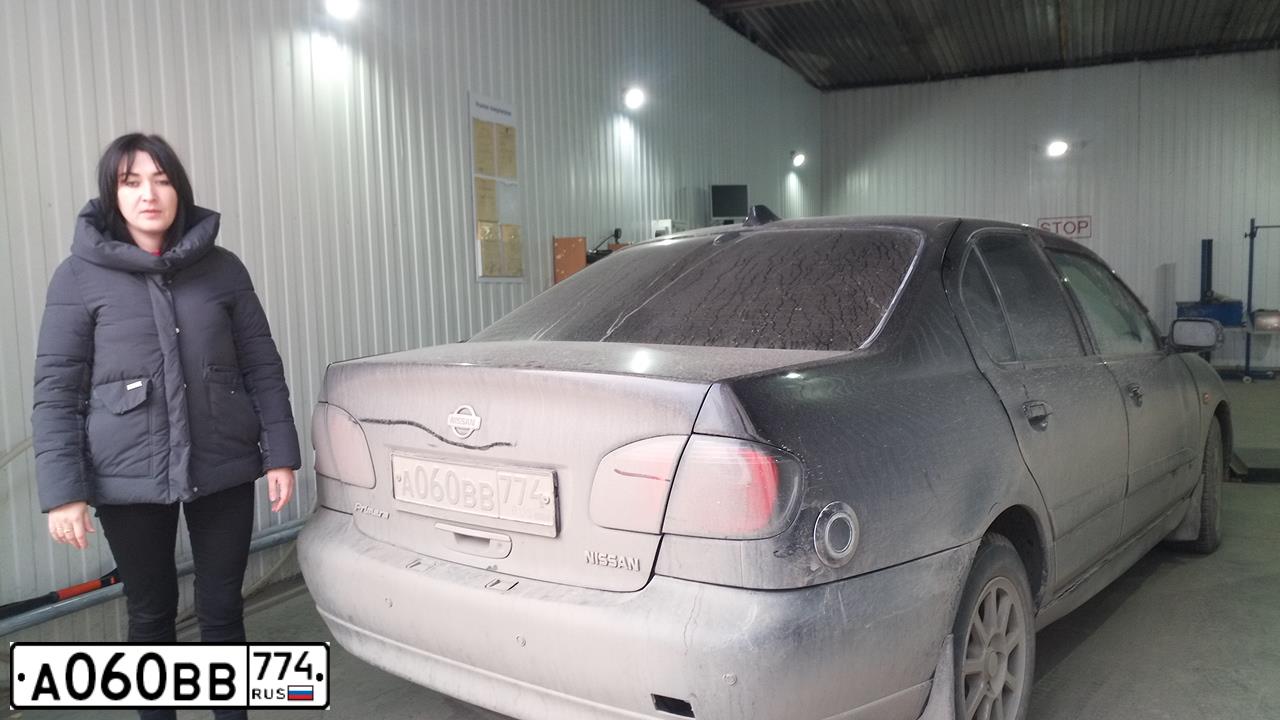 Фото автомобиля NISSAN PRIMERA, 2000 — госномер А060ВВ774. Цвет: ЧЕРНЫЙ