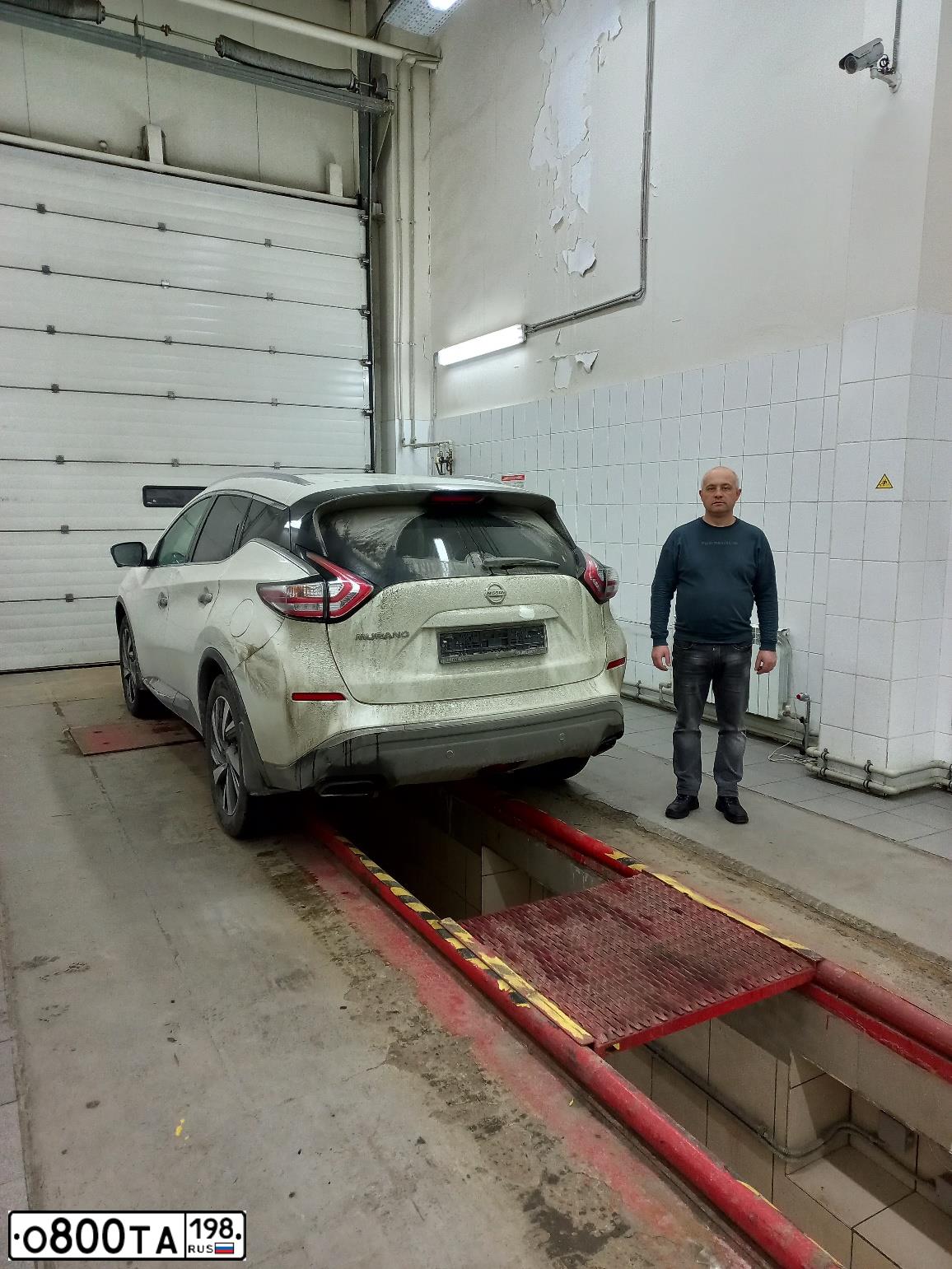 Фото автомобиля NISSAN MURANO, 2019 — госномер А505ХТ252. Цвет: Белый