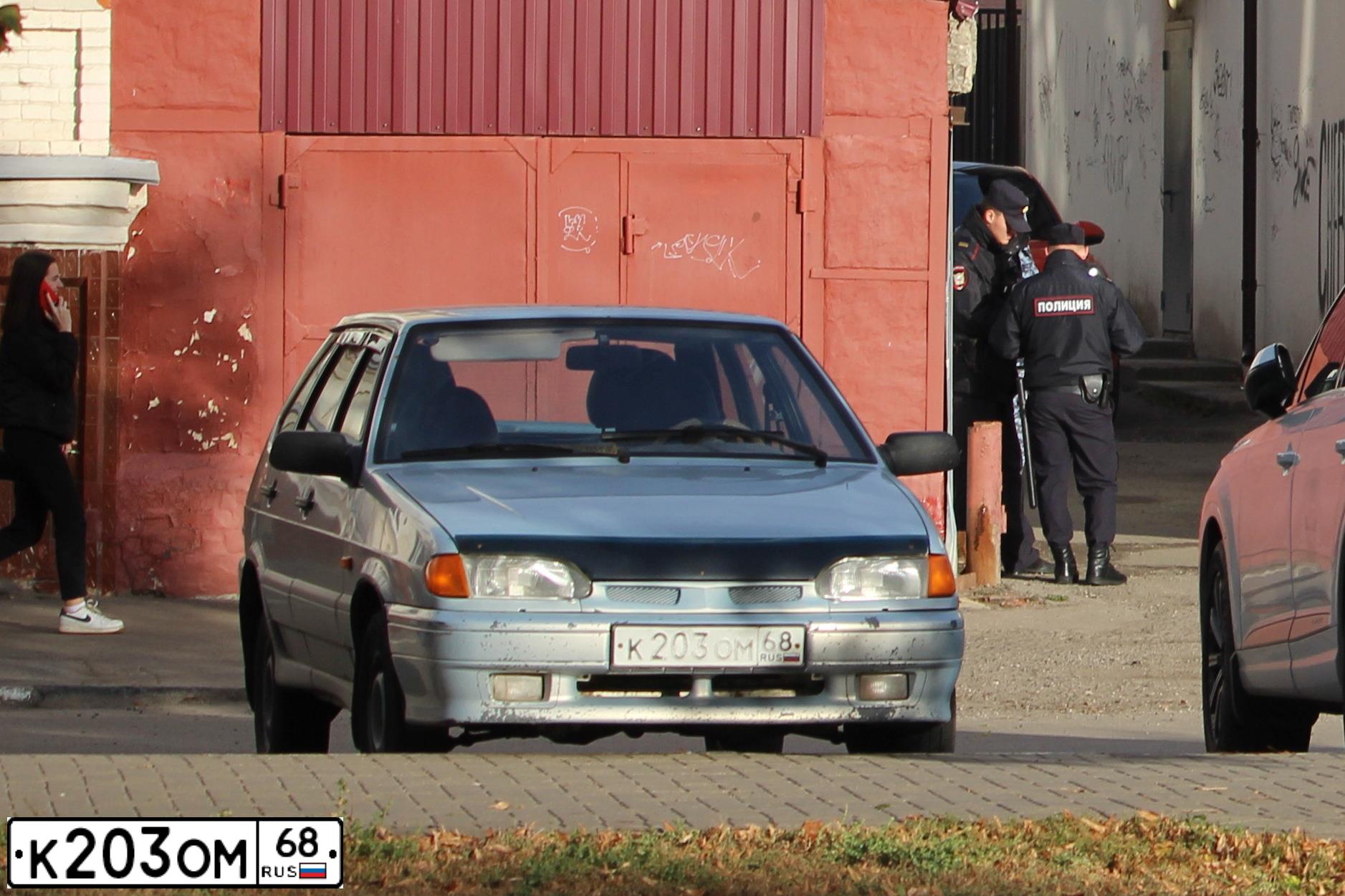 Фото автомобиля LADA 2114 SAMARA, 2008 — госномер К203ОМ68. Цвет: Серебристо-желто-голубой