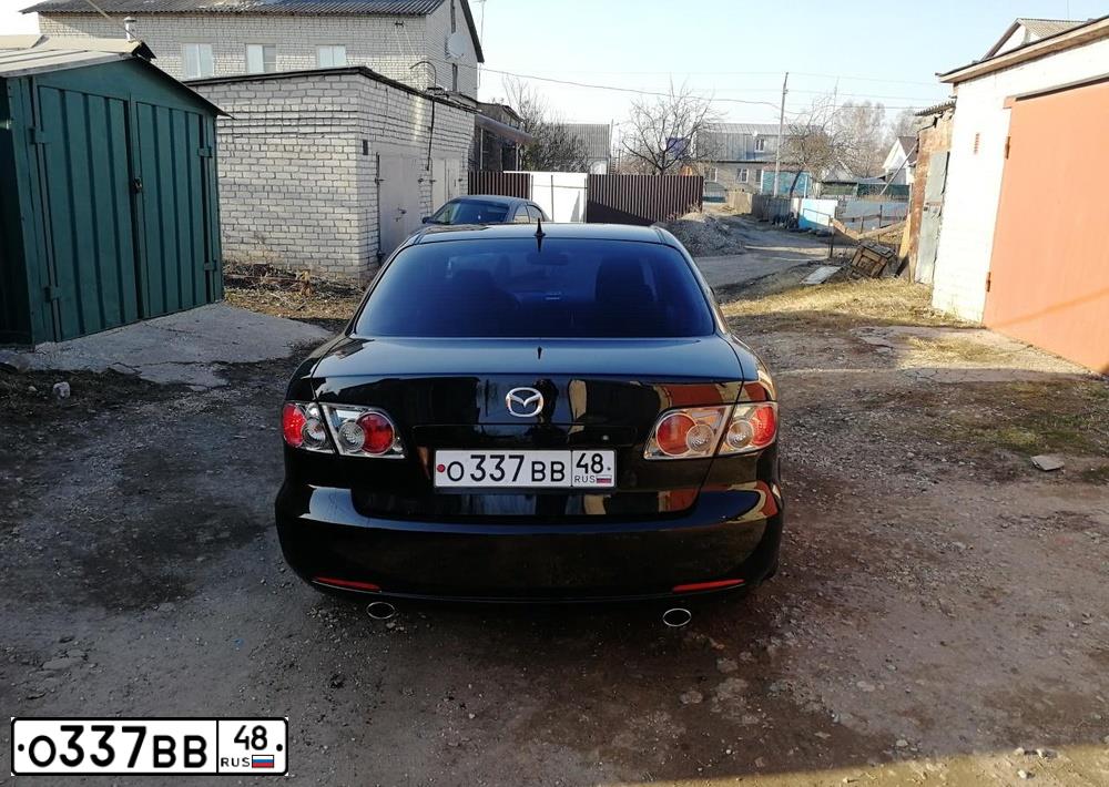 Фото автомобиля MAZDA 6, 2006 — госномер О337ВВ48. Цвет: ЧЕРНЫЙ