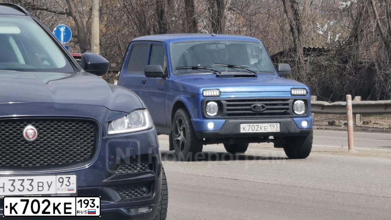 Фото автомобиля VAZ LADA 4X4 — госномер К702КЕ193. Цвет: синий