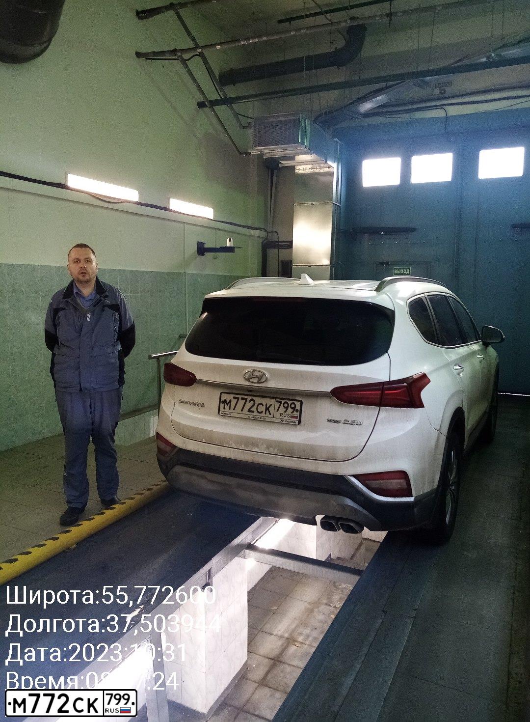 Фото автомобиля HYUNDAI SANTA FE, 2019 — госномер М772СК799. Цвет: БЕЛЫЙ