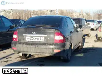 Фото автомобиля LADA 2172 PRIORA, 2010 — госномер Р434МВ34. Цвет: СИНЕ ЧЕРНЫЙ