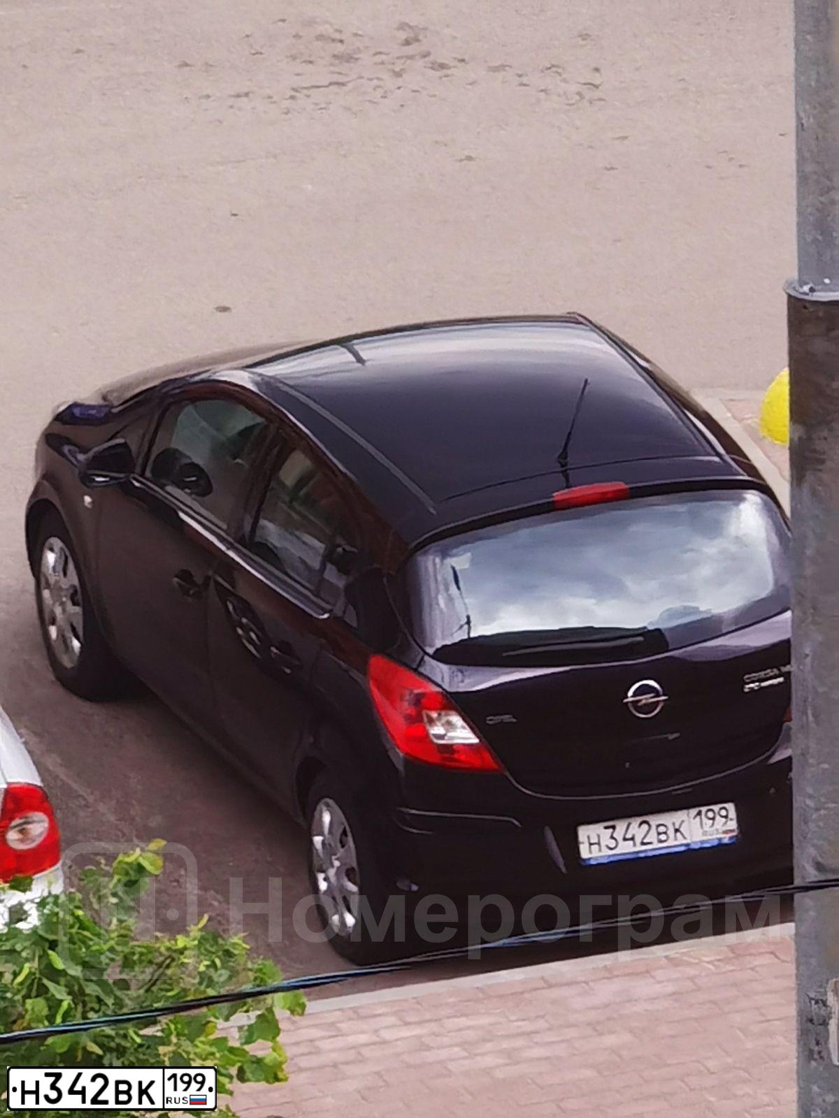 Фото автомобиля OPEL CORSA, 2008 — госномер Н342ВК199. Цвет: ЧЕРНЫЙ