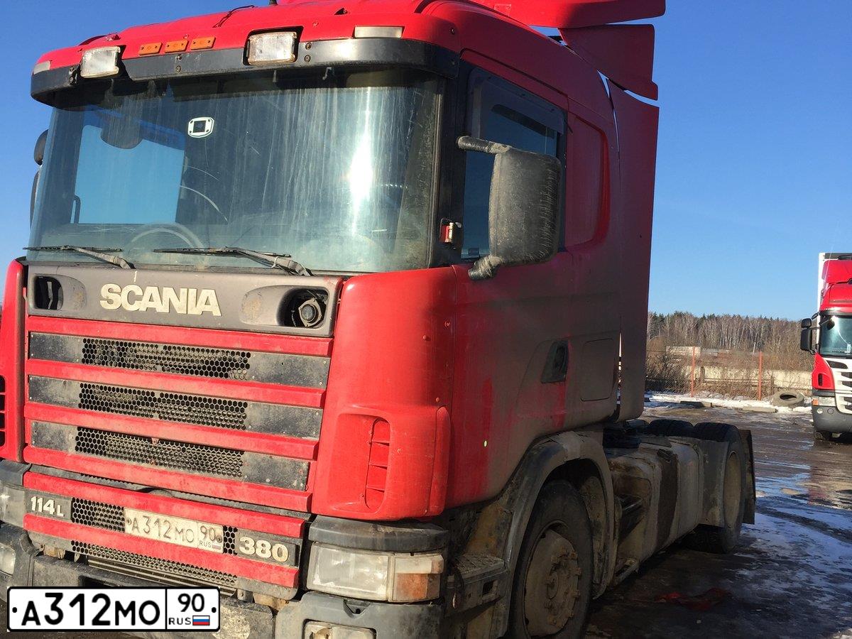 Фото автомобиля SCANIA A SERIE R 4X2, 2000 — госномер А312МО90. Цвет: Красный