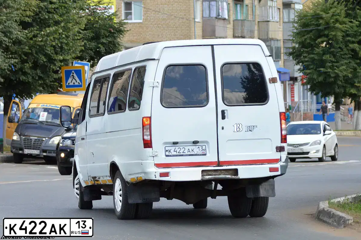 Фото автомобиля GAZ 3221 EL, 2003 — госномер К422АК13. Цвет: СНЕЖНО-БЕЛЫЙ