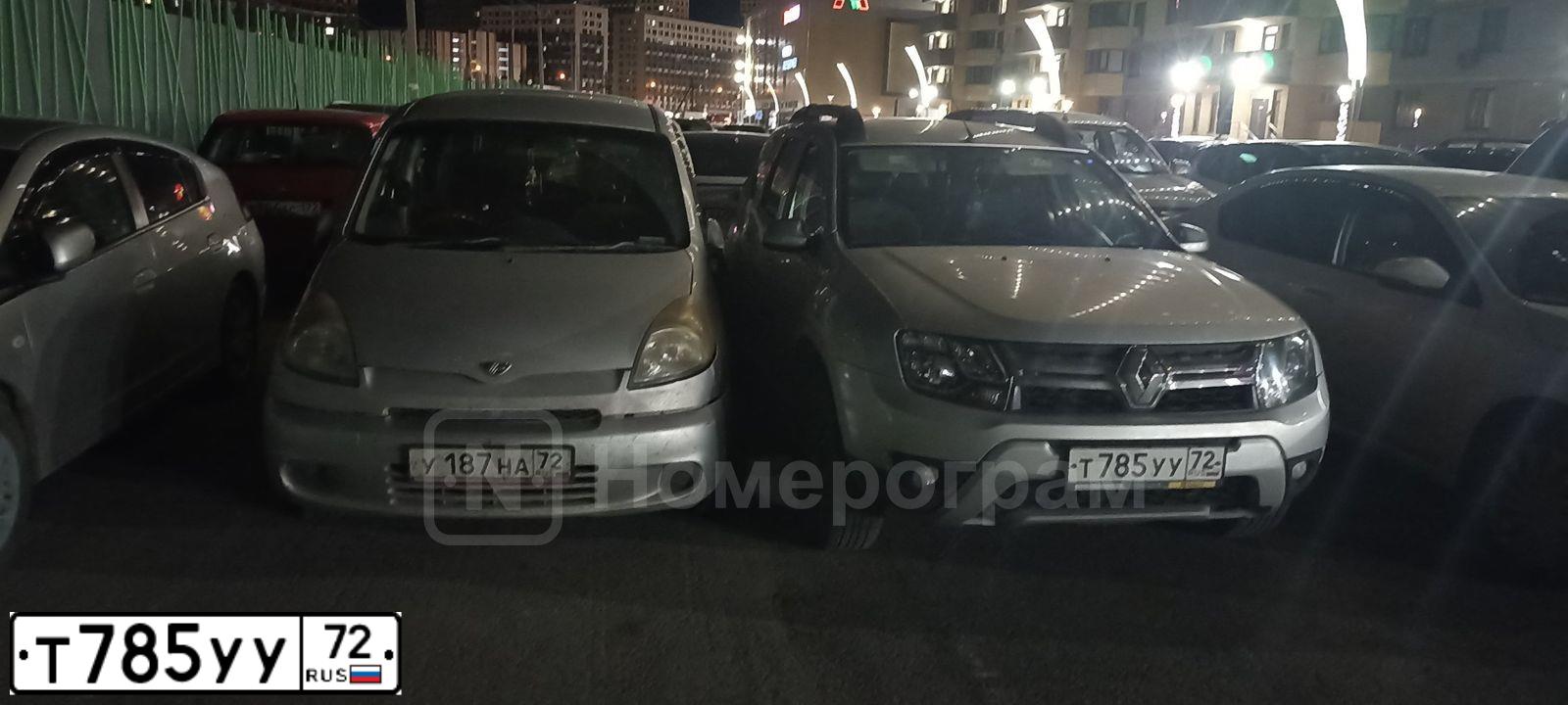Фото автомобиля RENAULT DUSTER, 2017 — госномер Т785УУ72. Цвет: СВЕТЛО-СЕРЫЙ