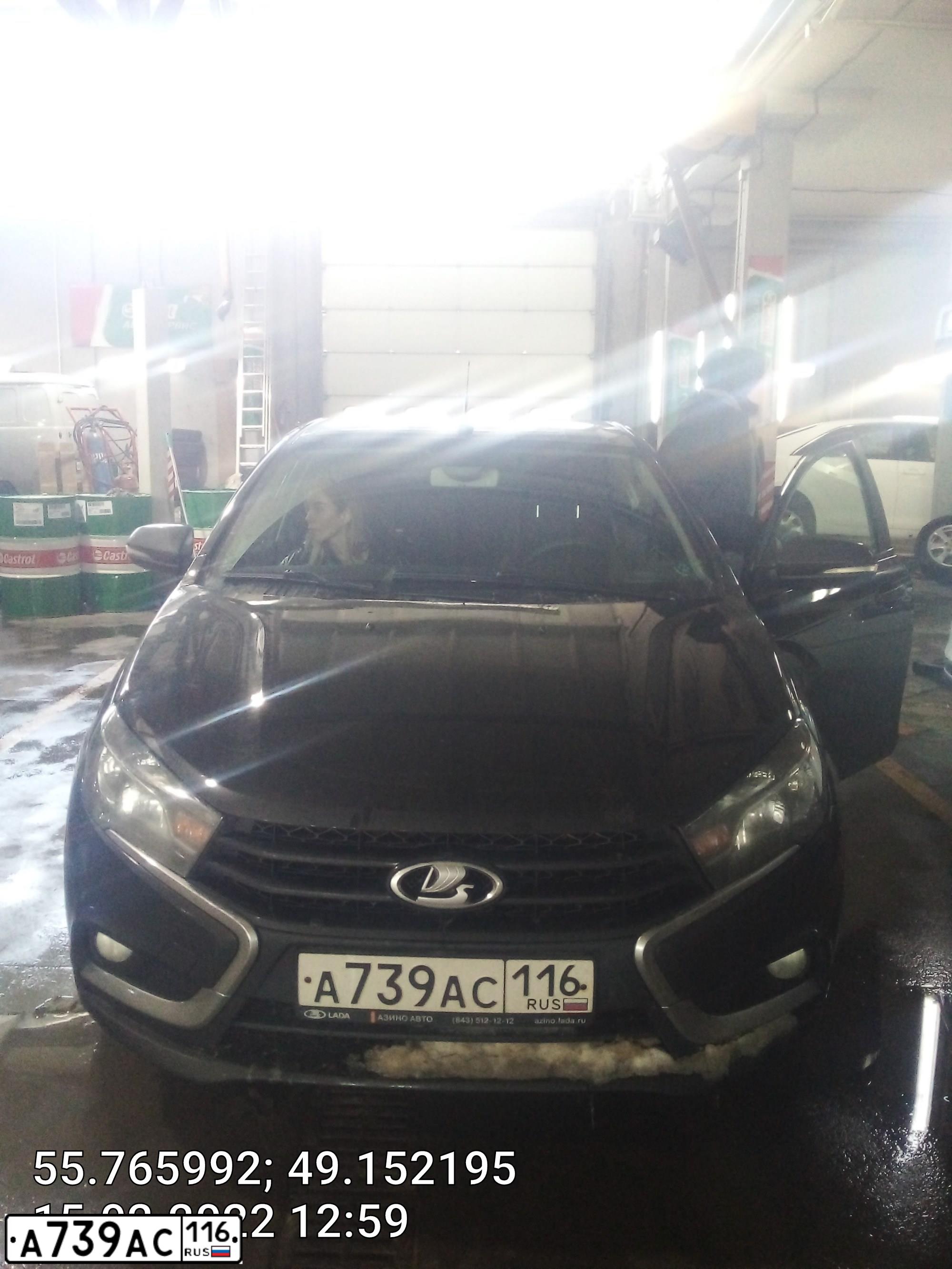 Фото автомобиля LADA VESTA, 2016 — госномер А739АС116. Цвет: ЧЕРНЫЙ