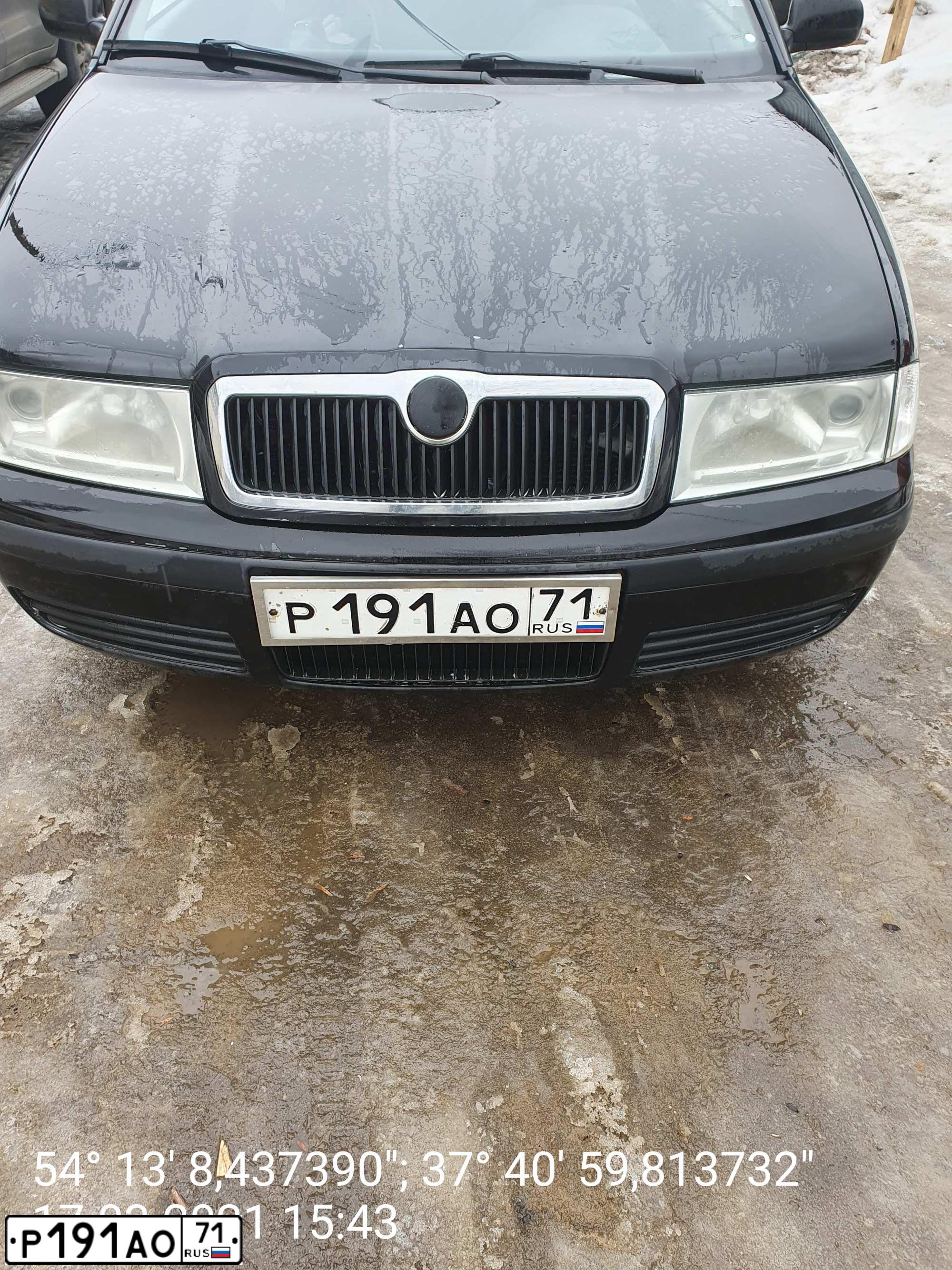 Фото автомобиля SKODA OCTAVIA, 2008 — госномер Р191АО71. Цвет: ЧЕРНЫЙ