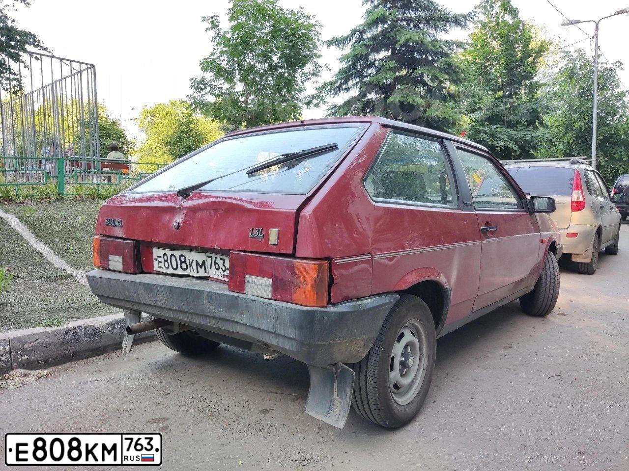 Фото автомобиля LADA 2108 SAMARA, 1991 — госномер Е808КМ763. Цвет: ВИШНЕВЫЙ