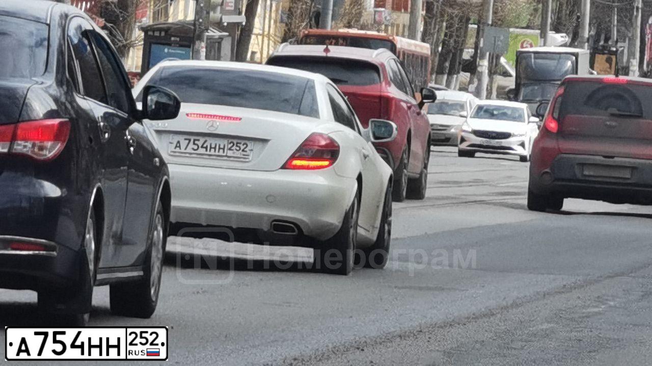 Фото автомобиля MERCEDES SLK-KLASSE, 2008 — госномер А754НН252. Цвет: Белый