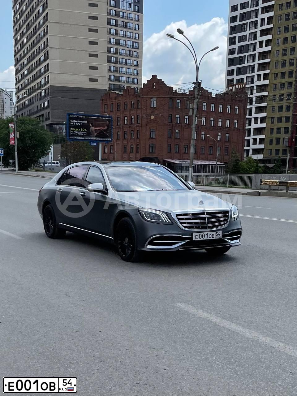 Фото автомобиля MERCEDES S-KLASSE, 2017 — госномер М602РО154. Цвет: ЧЕРНЫЙ