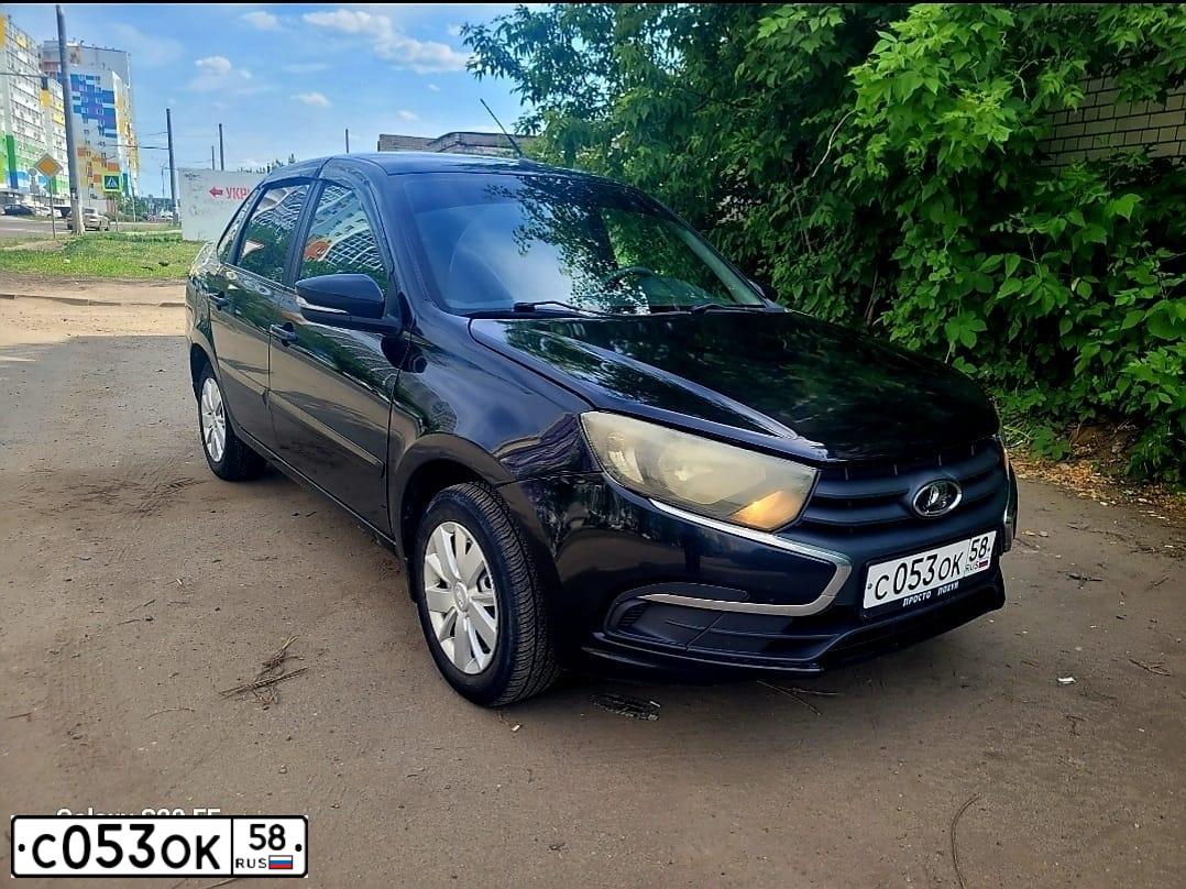 Фото автомобиля LADA 2190 GRANTA, 2020 — госномер С053ОК58. Цвет: ЧЕРНЫЙ