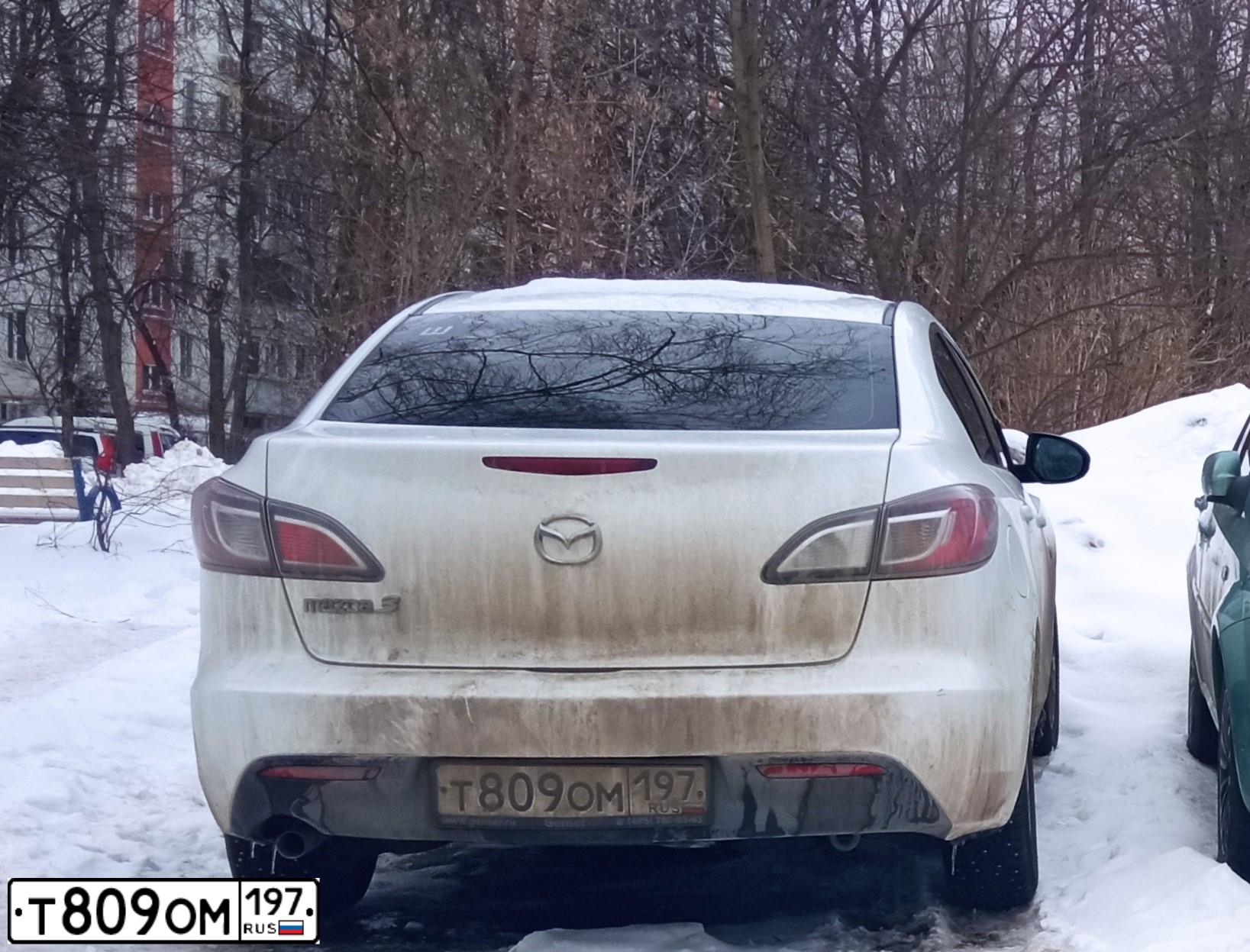 Фото автомобиля MAZDA 3, 2010 — госномер Т809ОМ197. Цвет: БЕЛЫЙ