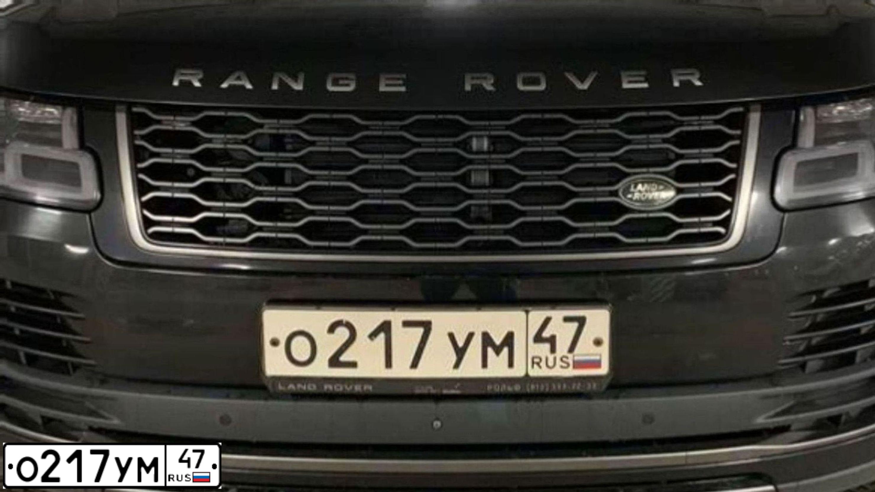 Фото автомобиля LANDROVER RANGE ROVER, 2018 — госномер О217УМ47. Цвет: ЧЕРНЫЙ