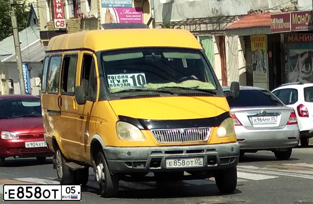 Фото автомобиля GAZ 3221 EL, 2003 — госномер Е858ОТ05. Цвет: Золотисто-желтый