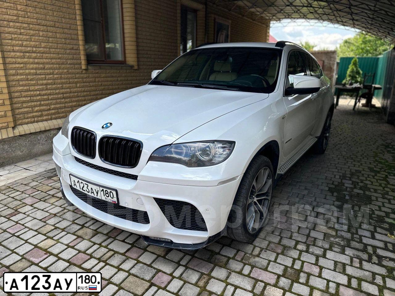 Фото автомобиля BMW X6, 2008 — госномер А123АУ180. Цвет: Белый