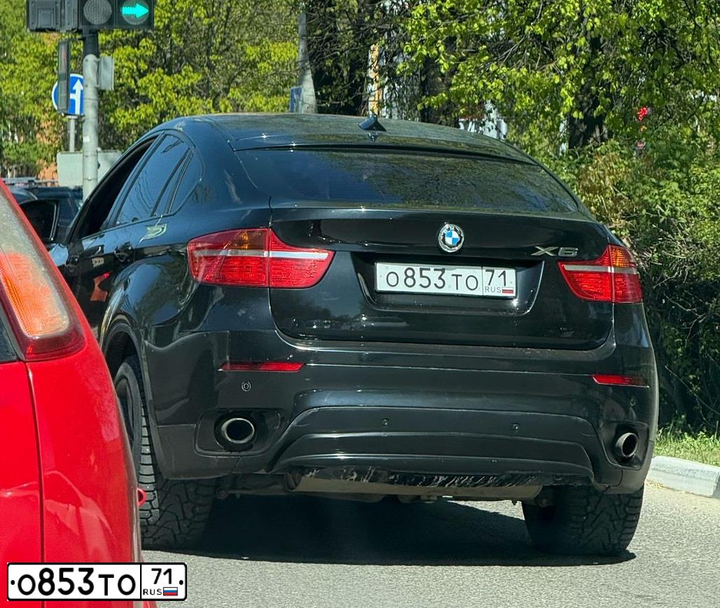 Фото автомобиля BMW X6, 2010 — госномер О853ТО71. Цвет: ЧЕРНЫЙ