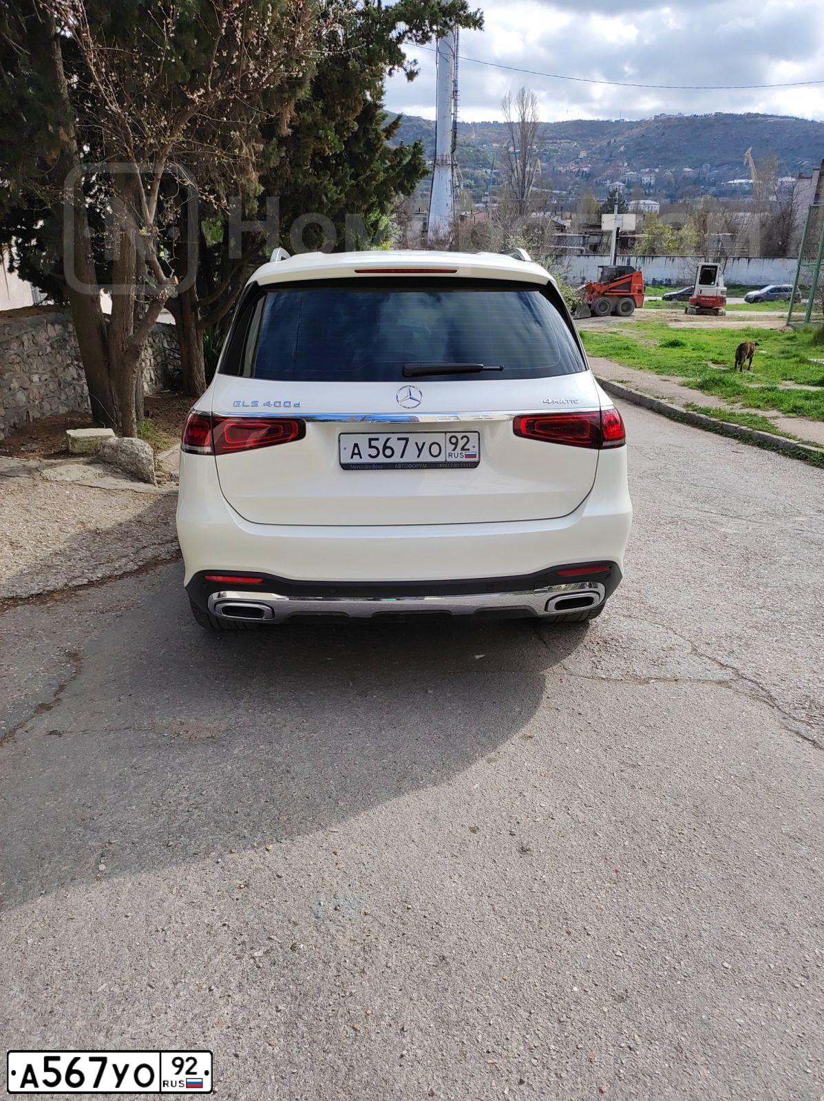 Фото автомобиля MERCEDES-BENZ GLS-CLASS GLS 400 D 4МАТIС, 2021 — госномер А567УО92. Цвет: Белый
