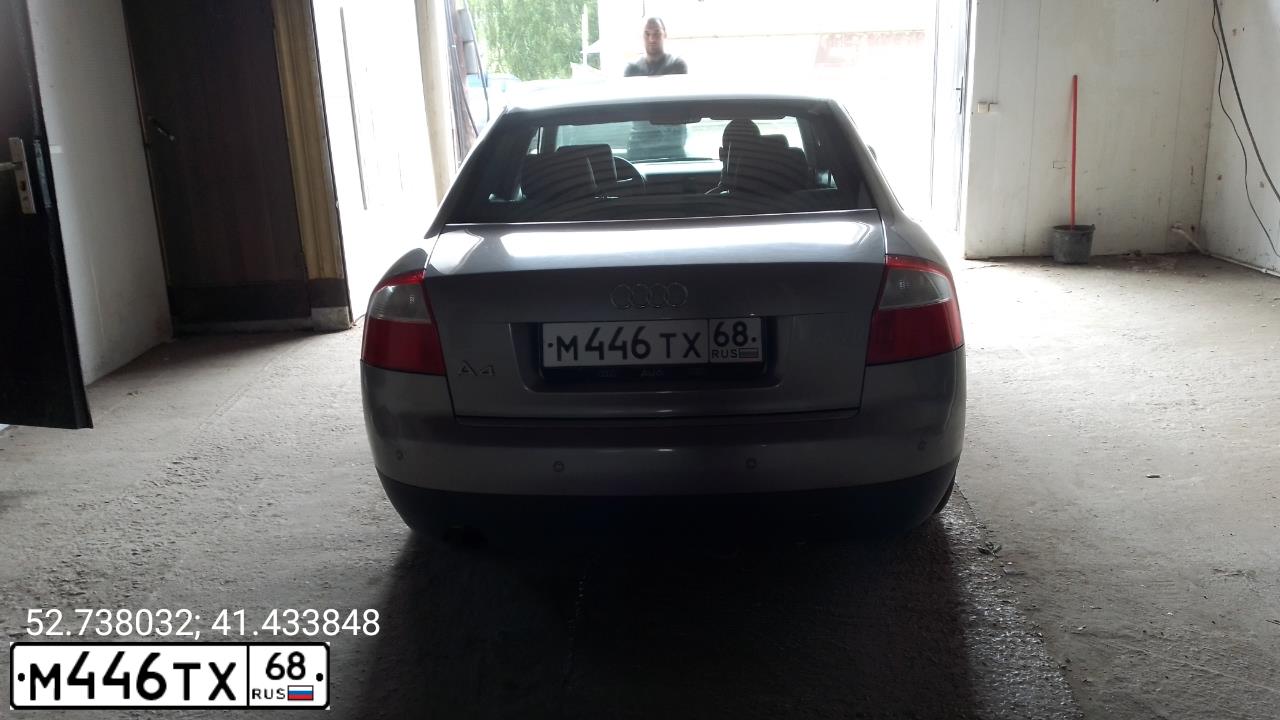 Фото автомобиля AUDI A4, 2002 — госномер М446ТХ68. Цвет: Серый